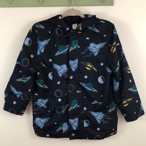 Gymboree Space Theme Hooded Pockets Raincoat Large